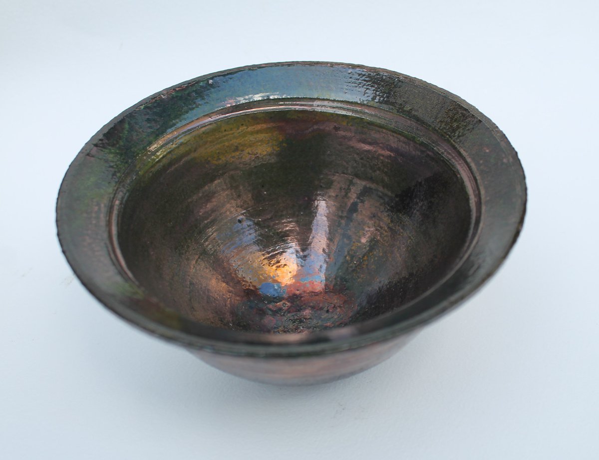 Raku Bowl with Open Rim Lustre glaze. by Monique Robben- Andy Sheppard