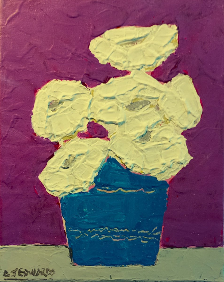 Impressionistic Botanical Acrylic Painting By David J Edwards, 8 X 10, White Group, Original Artwork