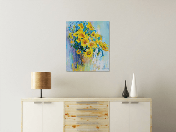 Sunflowers on white