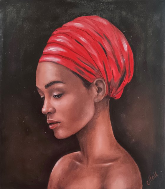 African Elegance - oil portrait painting