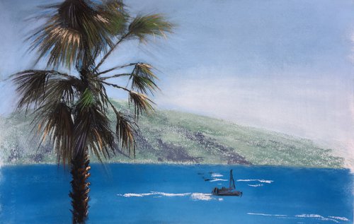 palm and sea by Ksenia Lutsenko