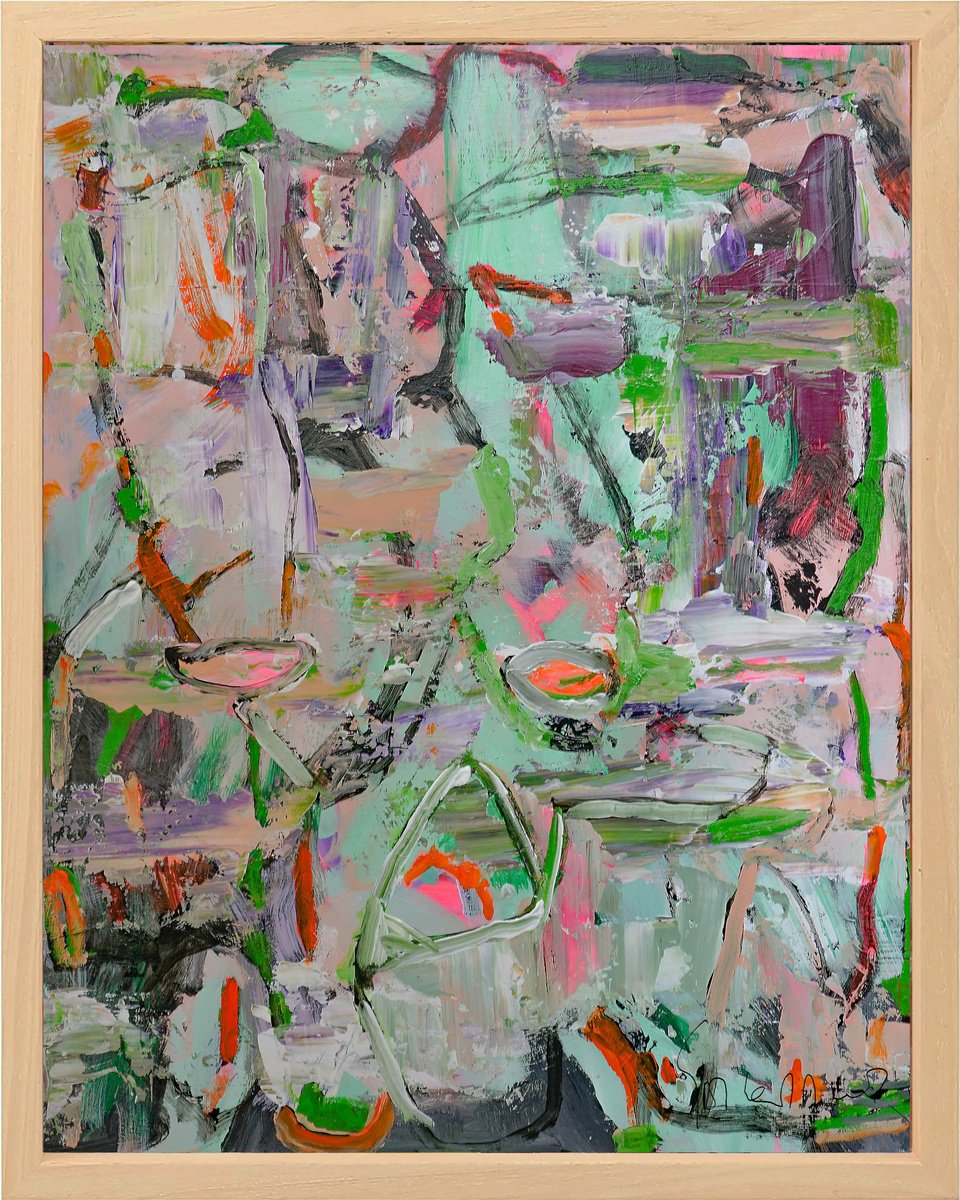 Organic Abstract Acrylic Painting By Geert Lemmers Fpa, 33 X 41, Plateau Der Menschheit 78 New, Original Artwork