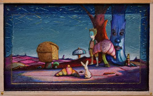 THE GROVE OF SWEET BREAKFASTS - ( 22,5 x 36 cm- Integrated Frame ) by Carlo Salomoni