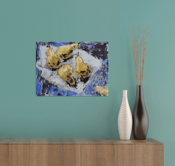 Pears on blue