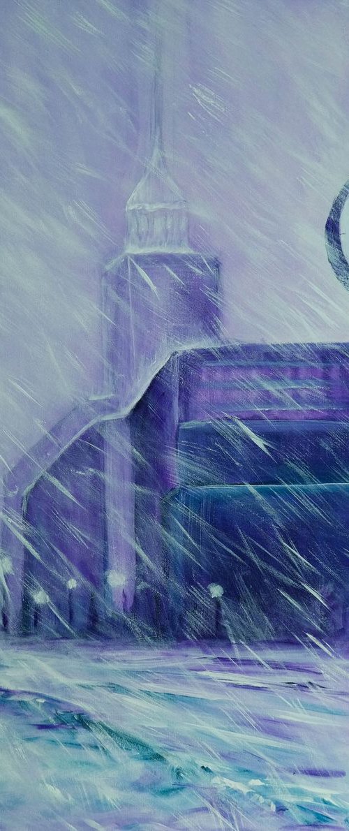 The winter is Coming II - Large Snow New York Cityscape Unique Painting by Danijela Dan