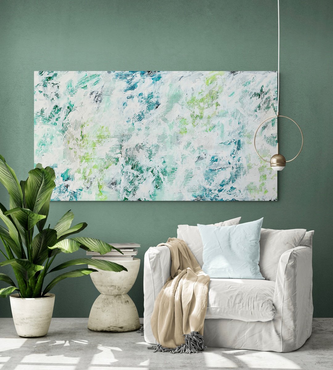 Abstract Acrylic Painting By Anita Kaufmann, 59 X 31, Beyond The Sea No. 2523, Original Artwork