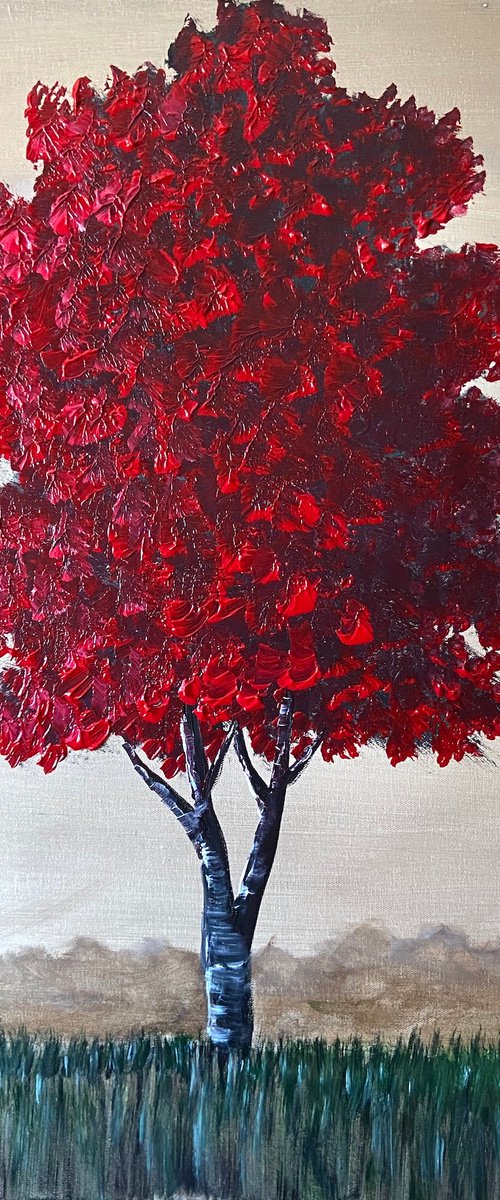 Single Red Tree by Aisha Haider