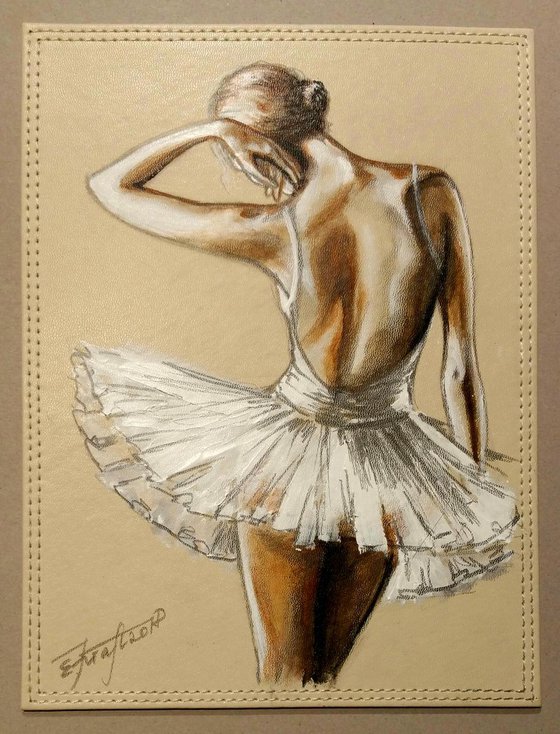 "Ballet  dancer IV " Original  acrylic painting on board 22x29x0.5cm.ready to hang