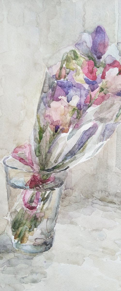 Bouquet - Gift.  Original watercolour painting. by Elena Klyan