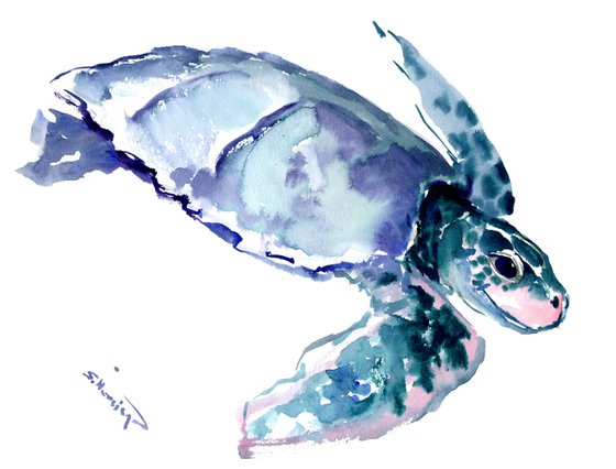 Sea Turtle, watercolor turtle painting