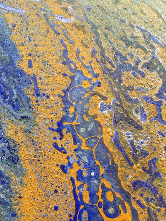 "Oil Spill" - FREE SHIPPING to the USA - Original Abstract PMS Acrylic Painting - 20 x 16 inches