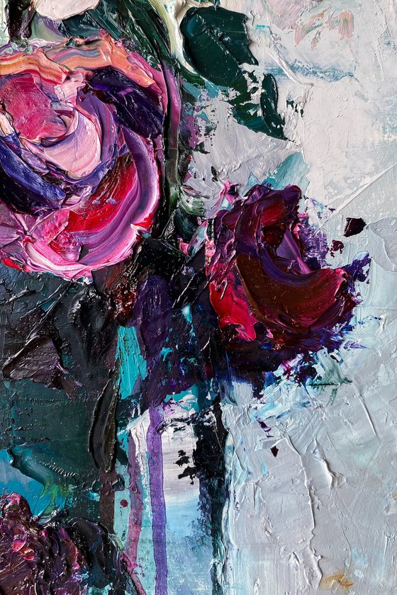 Red Rose Impasto Wall Art