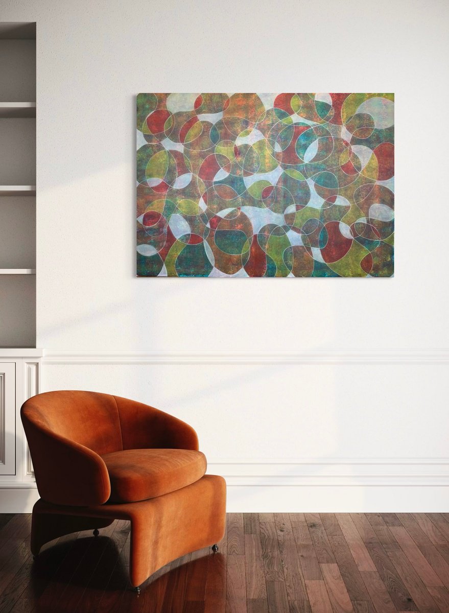 Abstract Acrylic Painting By Maarit Korhonen, 55 X 39", Symphony, Original Artwork