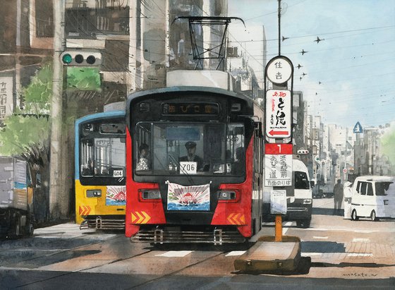 Two Trams at the Station