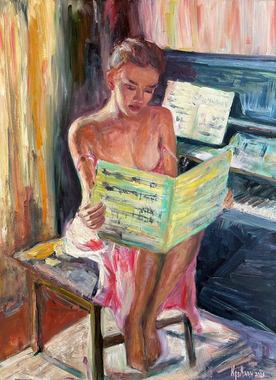 Girl with notes