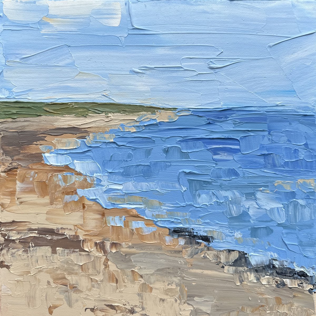 Impressionistic Landscape Acrylic Painting By Guzaliya Xavier, 12 X 12, Solitude, Original Artwork