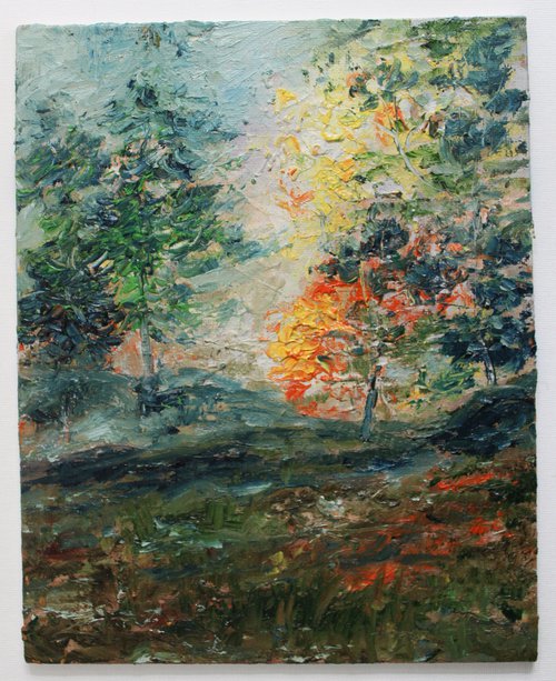 Best Evening - Sunset Landscape Oil Impressionistic Painting by Vikashini Palanisamy