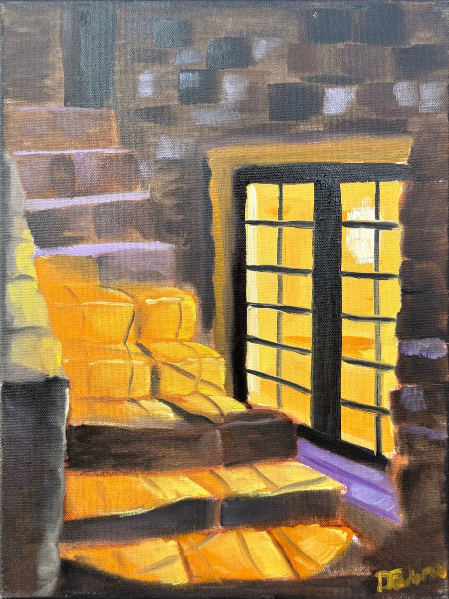 Impressionistic Cityscapes Oil Painting By Dmitry Fedorov, 12 X 16, Light From The Window, Original Artwork