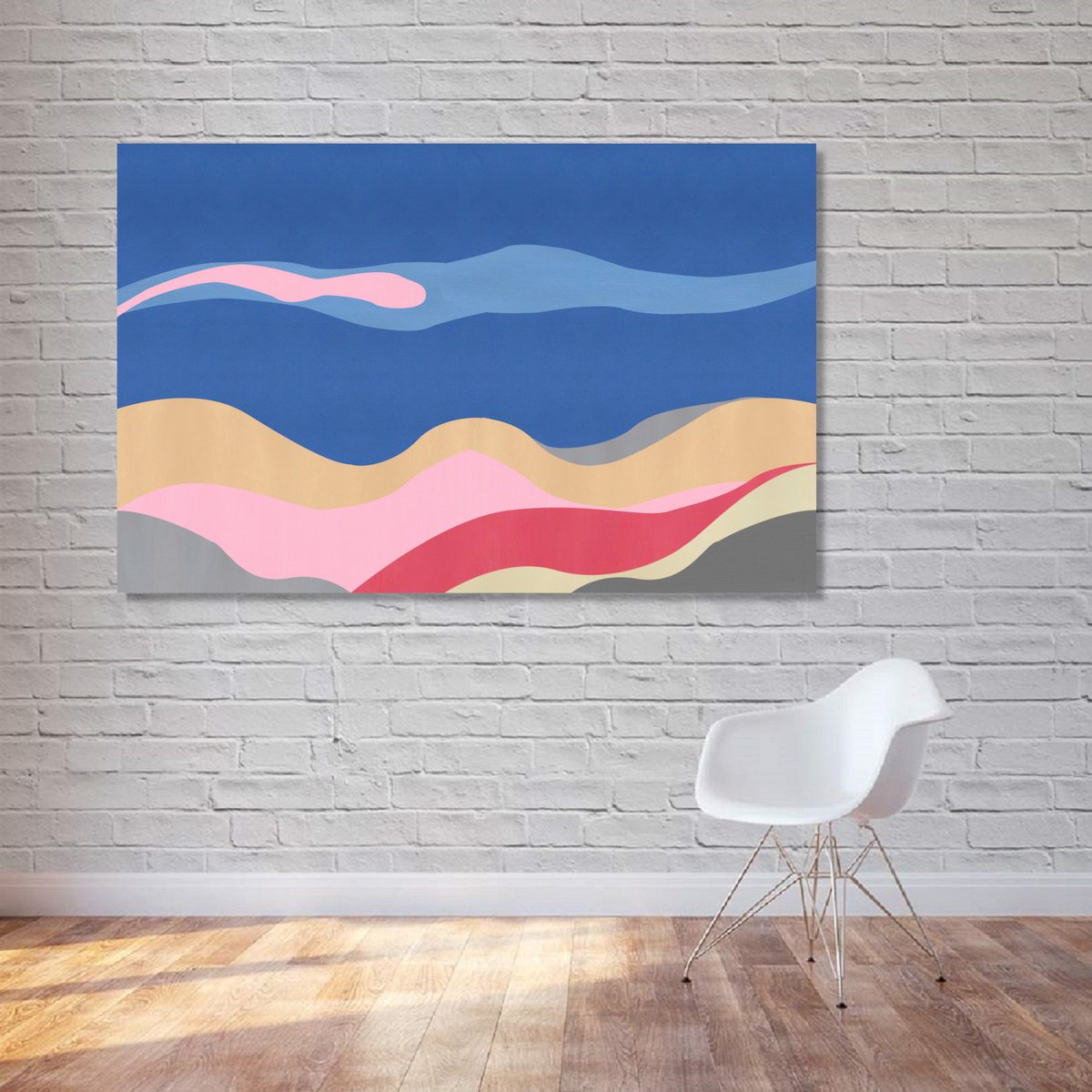 Abstract Landscape Acrylic Painting By Marina Krylova, 55 X 35", Modern Landscape #03, Original Artwork