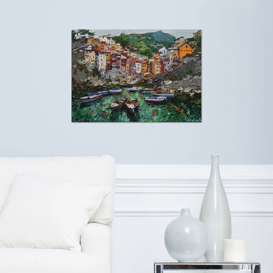 Riomaggiore, Cinque terre - Italian Landscape painting