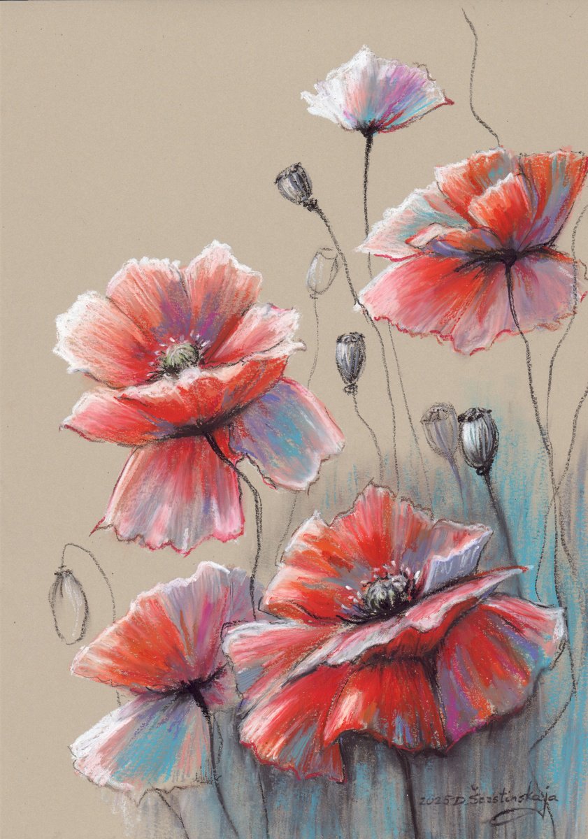 Dancing Poppies by Danguole Serstinskaja