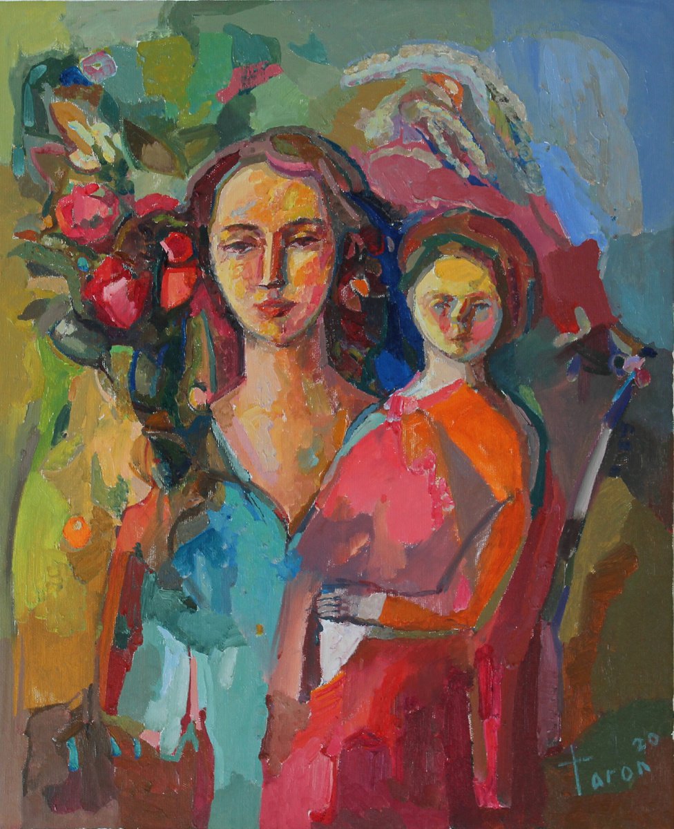 Abstract Oil Painting By Taron Khachatryan, 18 X 22", Mother Nature, Original Artwork