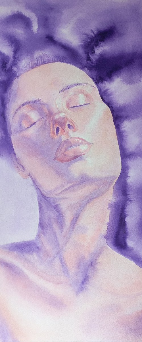 Abstract watercolor portrait 76x56 cm by Tatiana Myreeva