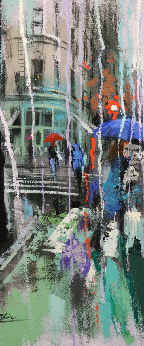 A Rainy Day in West Village by Chin H Shin