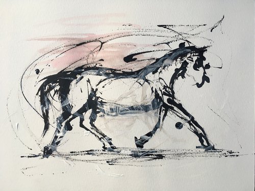 Trot, dynamic horse sketch by René Goorman