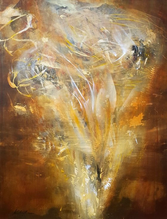 Gold autumn leaves bizzare still life ghostlly fascinating eternity flowers by O KLOSKA