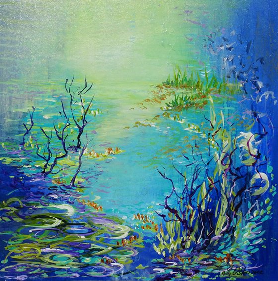 IT'S A NEW DAY. Modern Impressionism inspired by Claude Monet Water-lilies