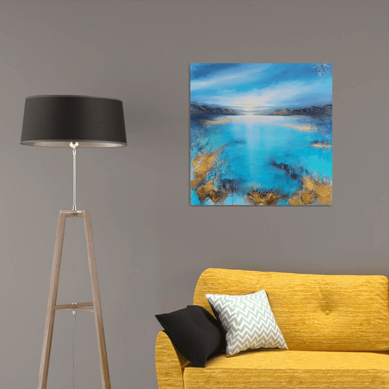 A beautiful large modern structured semi-abstract seascape painting "After the rain"