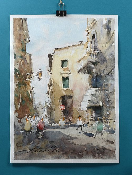Padova Watercolor Painting by Marin Victor