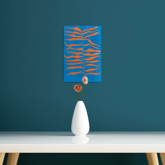 Wavy Orange on Blue Background