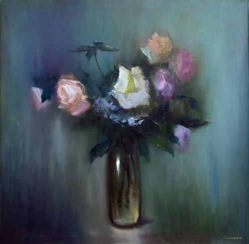 Still Life with Bouquet of Roses by Elena Lukina