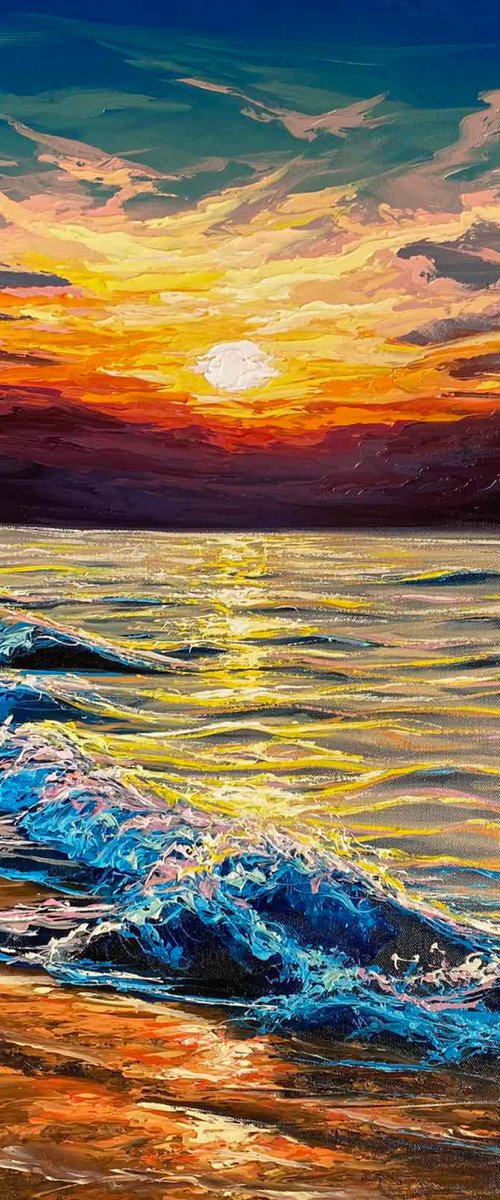 Bright sunset. Ocean by Elena Adele Dmitrenko