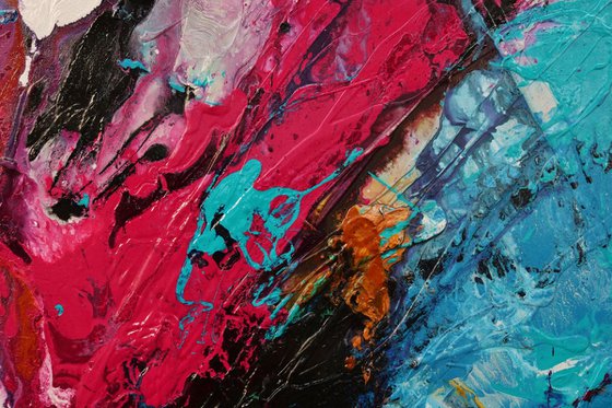 Magenta Romance 270cm x 120cm Teal Magenta Abstract Art