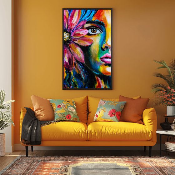 Radiant Soul - Floral Portrait Painting