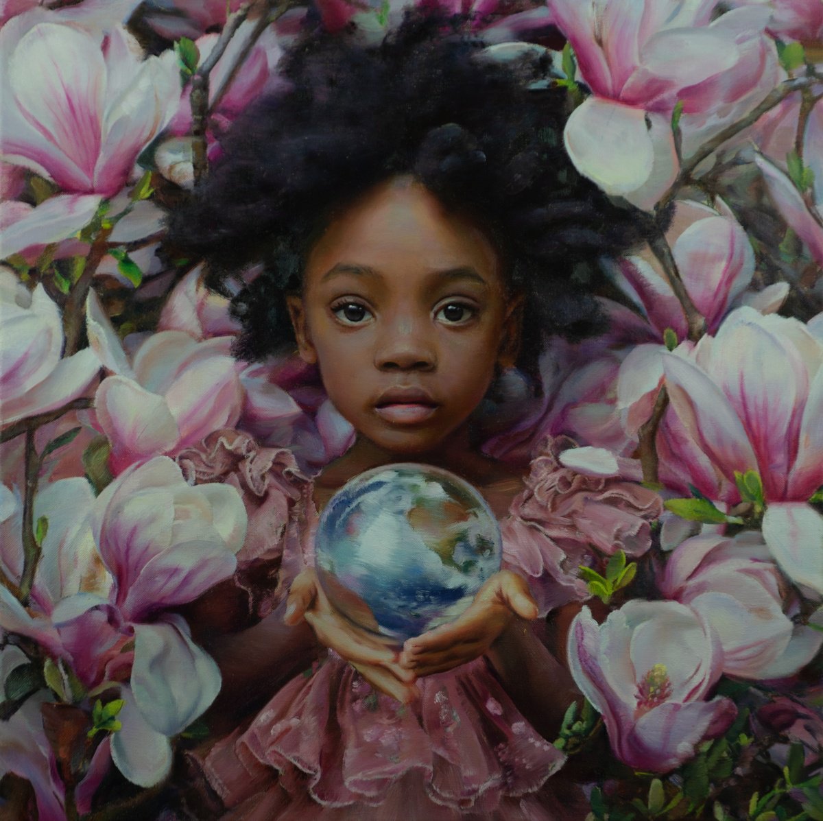 Impressionistic Portrait Oil Painting By Anastasia Borodina, 18 X 18, The Heart Of The World - Original Painting, Artfinder