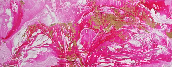 Pink Wild Thing 200cm x 80cm Pink Gold Textured Abstract Art