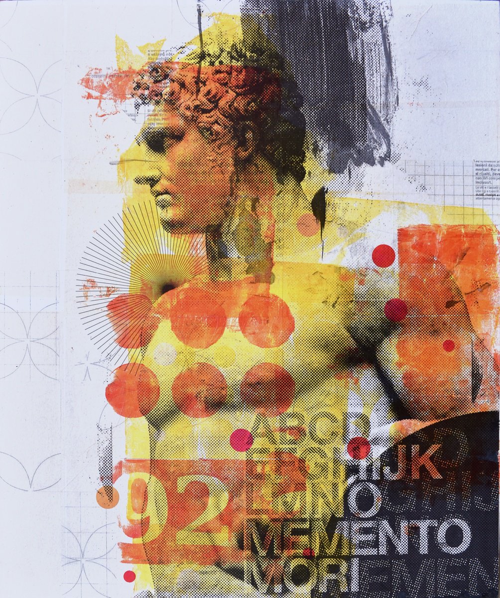 Urban And Pop Portrait Collage By Manel Villalonga, 18 X 22", 245 Memento Mori, Original Artwork