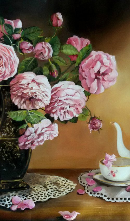 Still life with peonies by Anna Rita Angiolelli