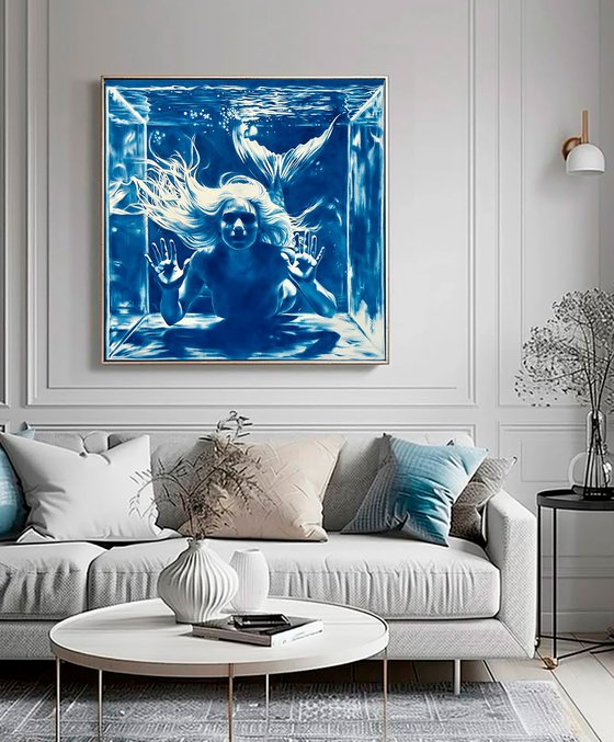 Secret of the Mermaid - Large Blue Ocean Art