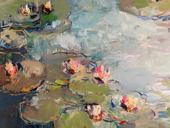 Water lilies. Reflections.
