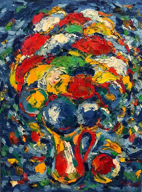 BOUQUET, SUNNY DAY - Oil Painting - Flowers in Vase - Floral Art - Home Decor - Gift - Medium Size 80х60 by Karakhan