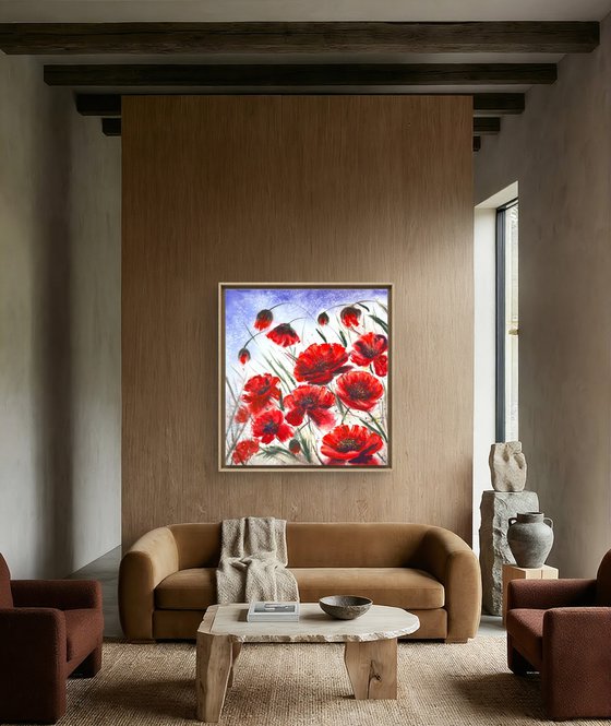 Big Size Red Wild Poppies