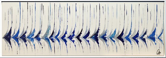 Blue Sails  - abstract acrylic painting, canvas wall art, framed modern art