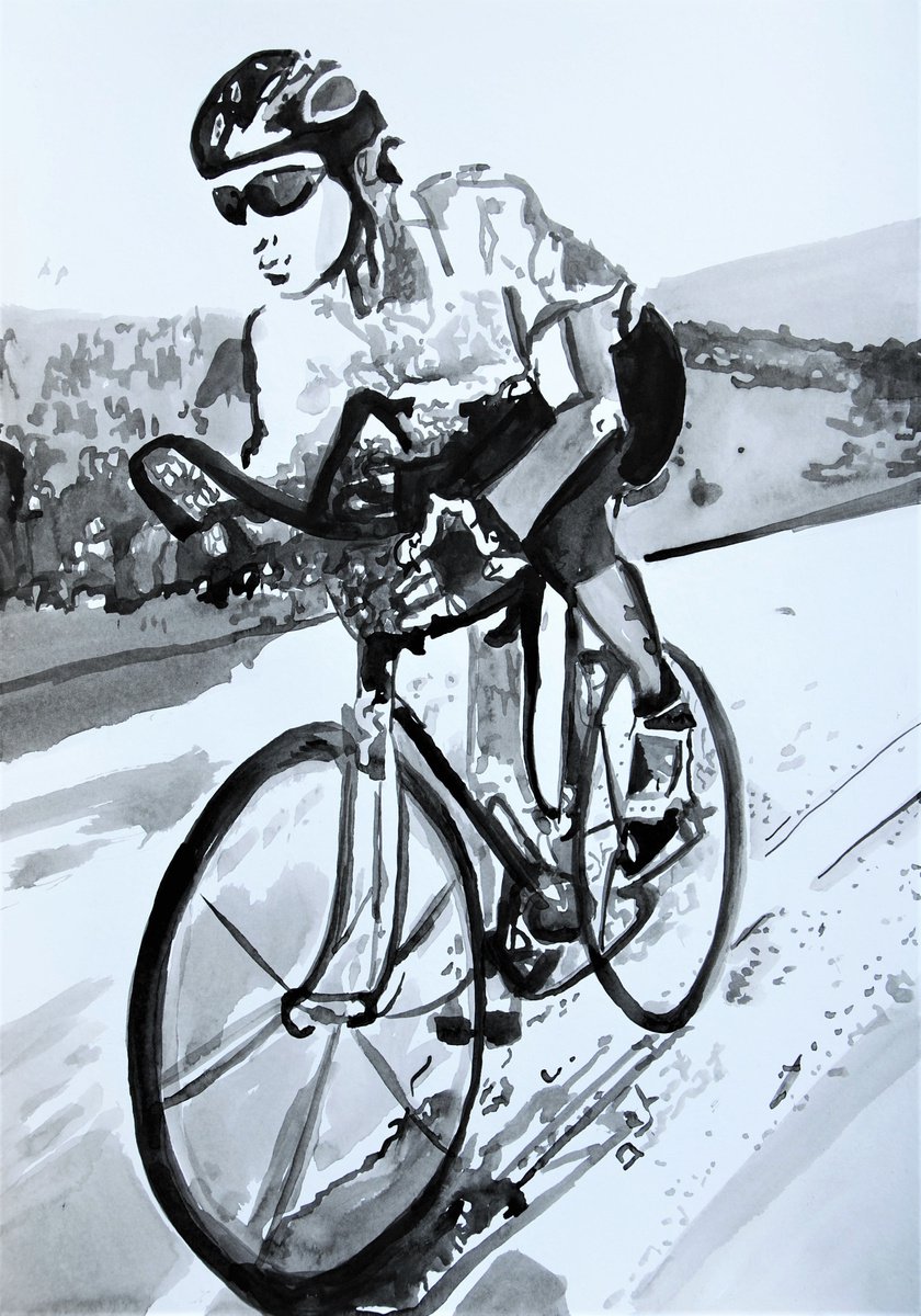 Bicyclist / 42 X 29.7 cm by Alexandra Djokic