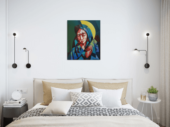 Cubism - Prayer (60x50cm, cubism, oil painting, ready to hang)