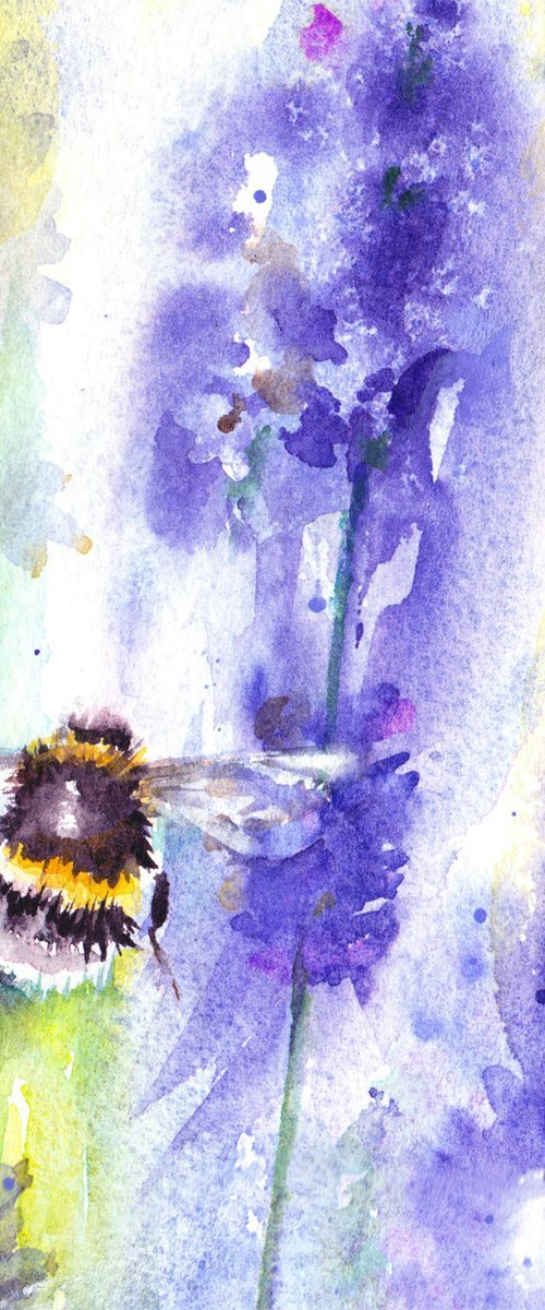 Bumblebee on lavender by Anjana Cawdell
